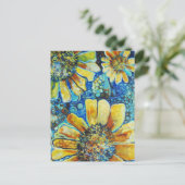 Sunflowers and Polk a Dots Postkarte (Stehend Vorderseite)