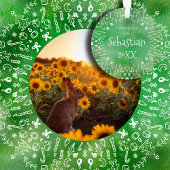 Sunflowers and  Rabbit on Green Christmas Ornament