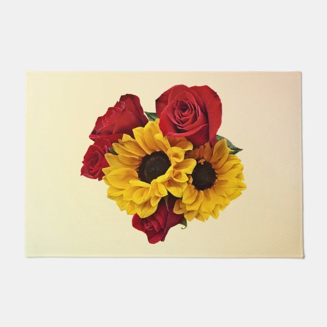 Sunflowers and Roses Bouquet Fußmatte (Vorderseite)