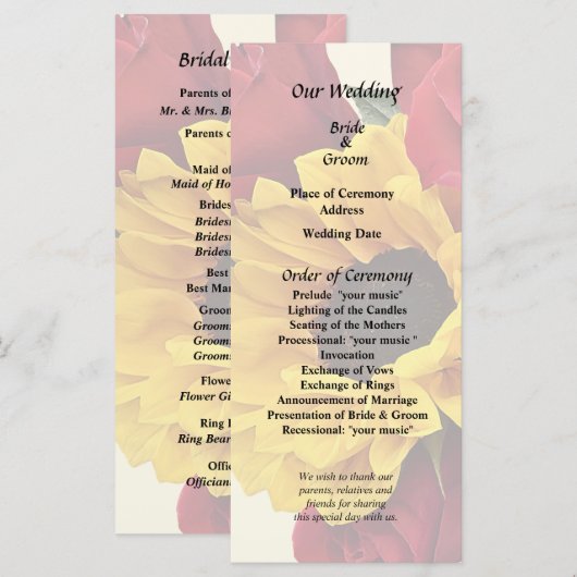 Sunflowers and Roses Bouquet Programm (Vorne/Hinten)