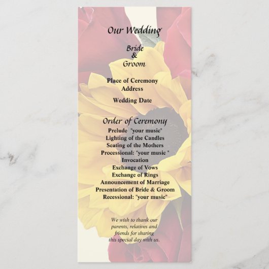 Sunflowers and Roses Bouquet Programm (Vorderseite)