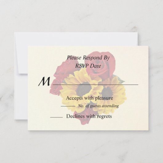Sunflowers and Roses Bouquet RSVP Karte (Vorderseite)
