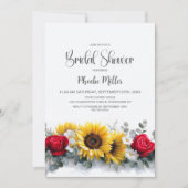 Sunflowers and Roses Bridal Shower Einladung (Vorderseite)