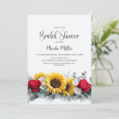 Sunflowers and Roses Bridal Shower Einladung (Stehend Vorderseite)