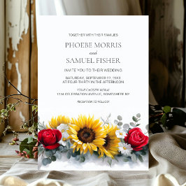 Sunflowers and Roses Floral Wedding Einladung