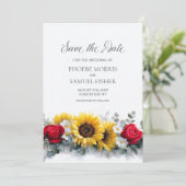 Sunflowers and Roses Wedding Save the Date (Stehend Vorderseite)