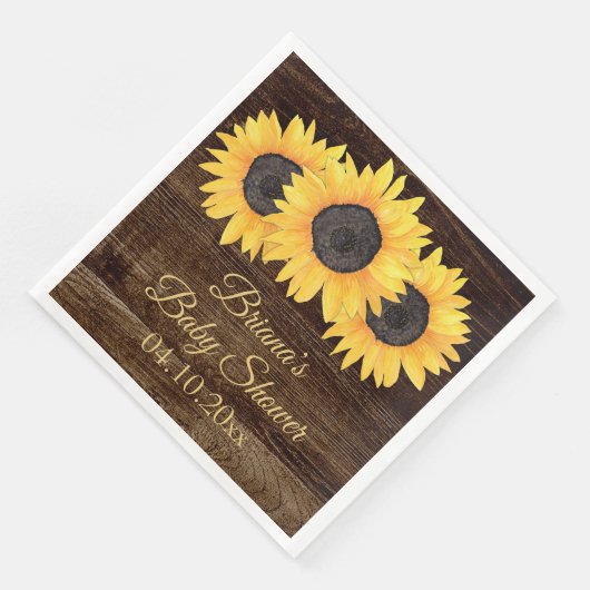 Sunflowers Baby Dusche Abendessen Napkin Serviette (Ecke)