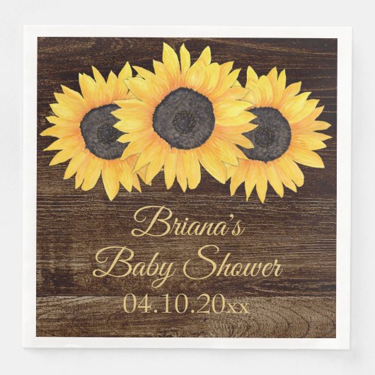 Sunflowers Baby Dusche Abendessen Napkin Serviette (Vorderseite)