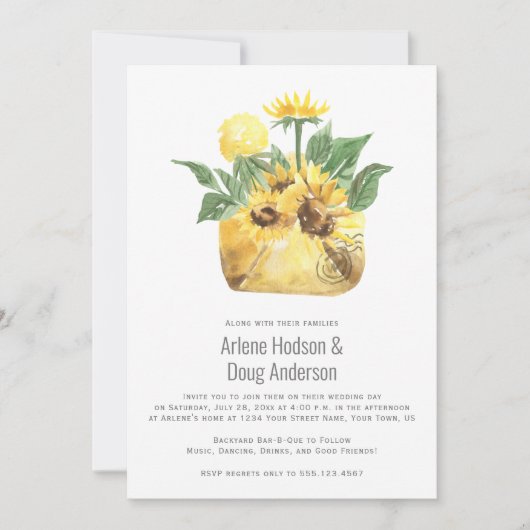 Sunflowers Backyard Casual Wedding Bar-B-Que Wird Einladung (Vorderseite)