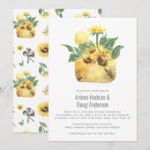 Sunflowers Backyard Casual Wedding Bar-B-Que Wird Einladung (Vorne/Hinten)