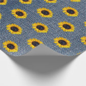 Sunflowers Blue Jean Denim Geschenkpapier (Ecke)