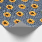 Sunflowers Blue Jean Denim Geschenkpapier (Ecke)