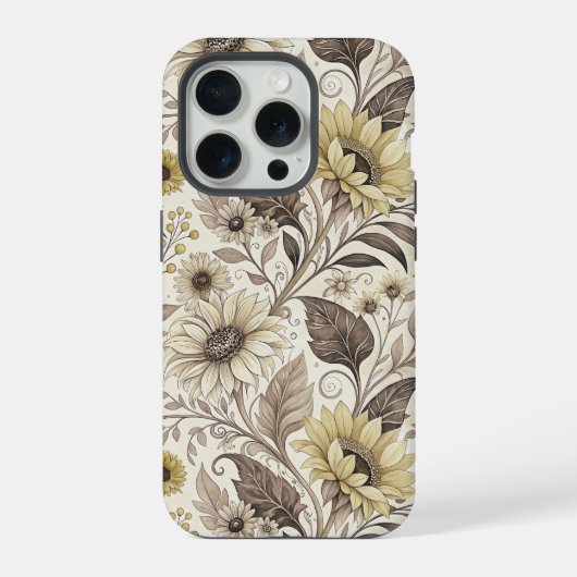 Sunflowers Boho Art Nouveau iPhone Hülle (Rückseite)