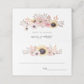 Sunflowers Bouquet Wedding Placecards Platzkarte (Außenseite Aufgefaltet)