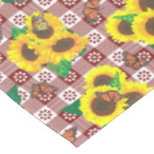 Sunflowers Butterflies Red Gingham Tischdecke (Schrägansicht)