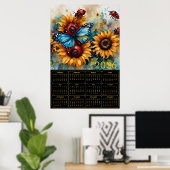 Sunflowers, Butterfly, and Ladybugs  Poster (Heimbüro)