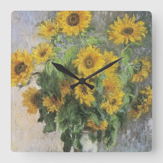 Sunflowers by Claude Monet Quadratische Wanduhr (Vorderseite)