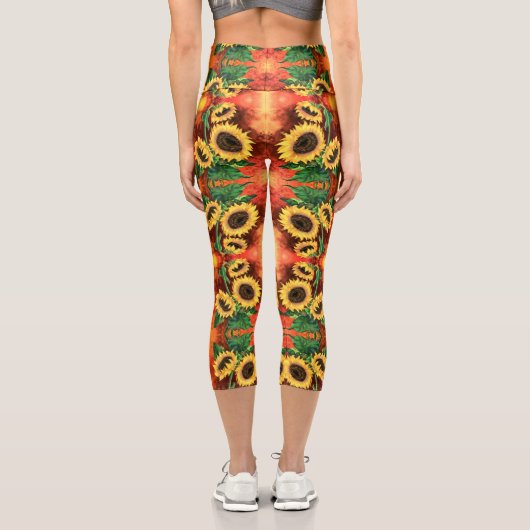Sunflowers Capri Leggings Modern (Rückseite)
