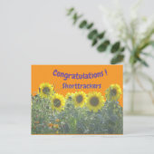 Sunflowers Congratulations Cust. Text Postcard Postkarte (Stehend Vorderseite)