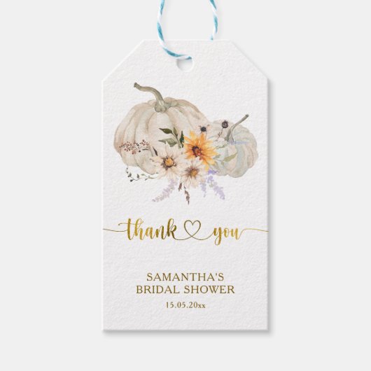 Sunflowers Daisy Pumpkin Fall Bridal Shower Favor  Geschenkanhänger (Vorderseite)