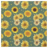 Sunflowers Dots Green Repeating Pattern Fabric Stoff (Muster)