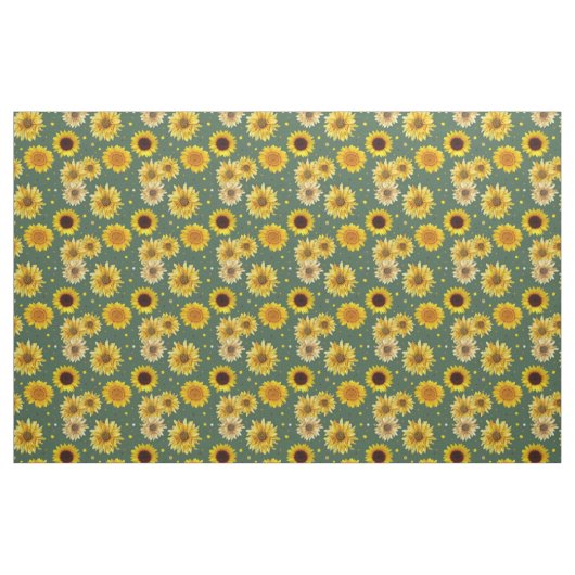Sunflowers Dots Green Repeating Pattern Fabric Stoff (Fat Quarter (45,7 x 55,9 cm))
