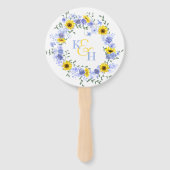 Sunflowers Dusty Blue Roses Wedding Wreath Fächer (Vorderseite)