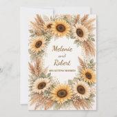 Sunflowers Earthy Boho Wedding Invitation Einladung (Vorderseite)