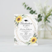 Sunflowers Eucalyptus Graduation Party Einladung Postkarte (Stehend Vorderseite)