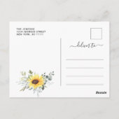 Sunflowers Eucalyptus Graduation Party Einladung Postkarte (Rückseite)