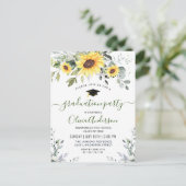 Sunflowers Eucalyptus Graduation Party Einladung Postkarte (Stehend Vorderseite)