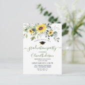 Sunflowers Eucalyptus Graduation Party Einladung Postkarte (Stehend Vorderseite)