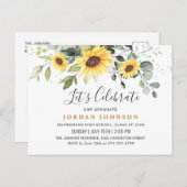 Sunflowers Eucalyptus Graduation Party Einladung Postkarte (Vorne/Hinten)