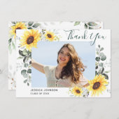 Sunflowers Eucalyptus Rustic FOTO Dankeskarte (Vorne/Hinten)