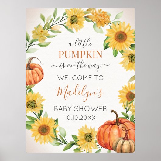 Sunflowers Fall Pumpkin Autumn Welcome sign Poster (Vorne)