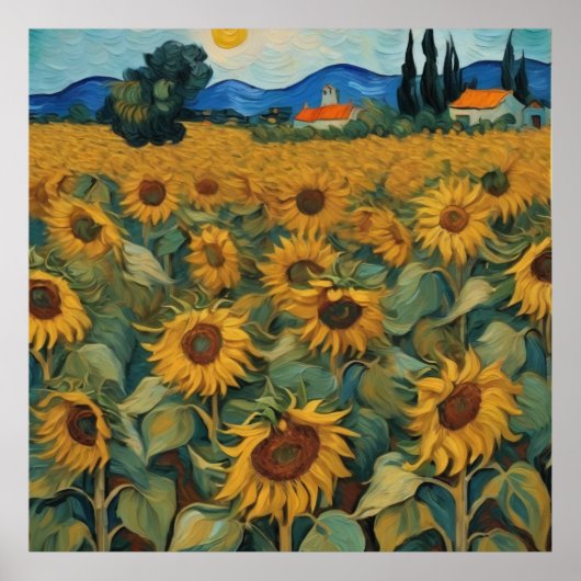 sunflowers field Póster Poster (Vorne)