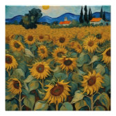 sunflowers field van gogh style poster (Vorderseite)