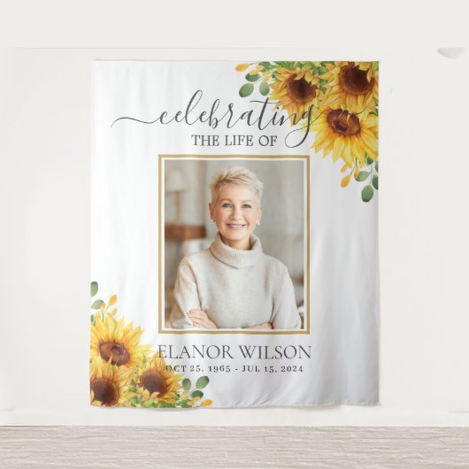 Sunflowers Floral Celebration of Life Photo Wandteppich (Vorderseite)