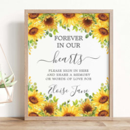 Sunflowers Floral Memorial Funeral Memory Table Poster