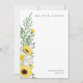 Sunflowers Garland Bouquet Be our Guest Quote Einladung (Vorderseite)
