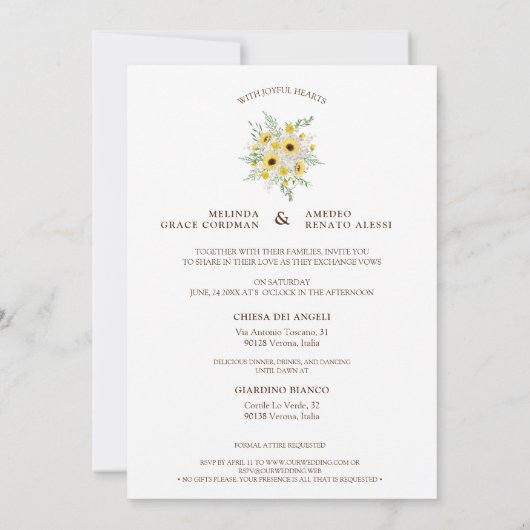 Sunflowers Garland Bouquet Be our Guest Quote  Einladung (Rückseite)
