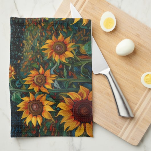 Sunflowers Geschirrtuch (Viertel Falte)