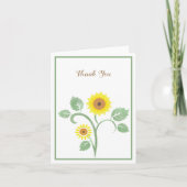 Sunflowers Greenery Wedding Folded Thank You Card Dankeskarte (Vorderseite)