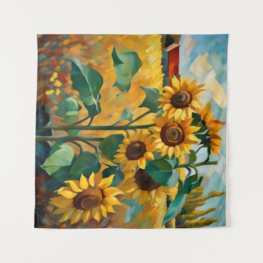 Sunflowers in Field Wandteppich (Vorderseite (Horizontal))