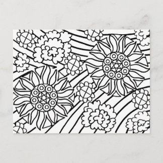 Sunflowers in Summer color your card Postkarte