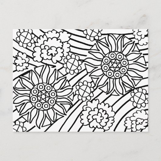 Sunflowers in Summer color your card Postkarte (Vorderseite)