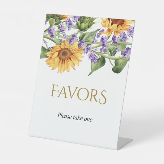Sunflowers & Lavender Favor Table Top Sign Sockelschild (Vorderseite)