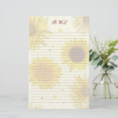 Sunflowers Lined Monogram Writing Paper Briefpapier (Stehend Vorderseite)