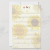Sunflowers Lined Monogram Writing Paper Briefpapier (Vorderseite)