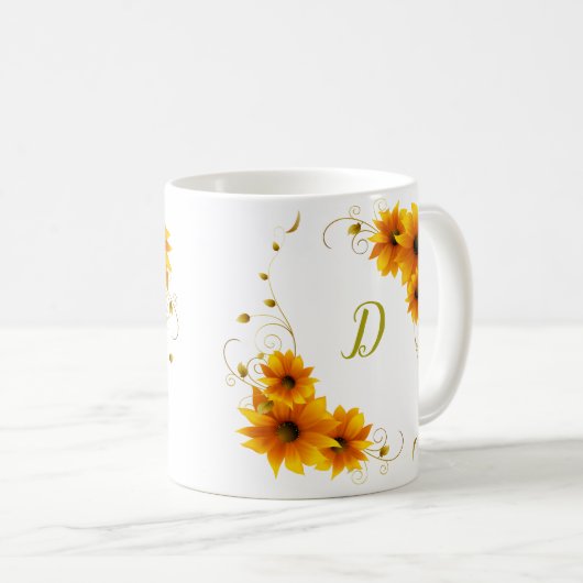 SunFlowers Monogram Kaffeetasse (VorderseiteRechts)